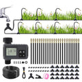 100FT Smart Drip Irrigation System with Water Timer – Automatic Garden Watering System with 360° Bendable Hose & 24 Adjustable Nozzles for Garden, Yard, Lawn,Compatible with 3/4" & 1/2" Hose