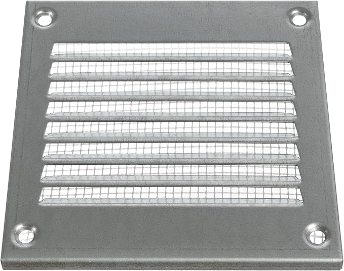 Vent Systems 4'' x 4'' Inch (Overall Dimensions) Galvanized Air Vent Cover - Metal Air Return Grill with Built in Guard Screen Mesh - HVAC Ducting Vent Duct Cover for Interior, Exterior Use