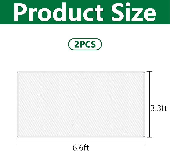 2 Pack 6.6 x 3.3 Ft Plant Shade Nylon Cloth, White Plant Sun Shade Net with Reinforced Grommets, Garden Sunshade Cover Cloth for Protecting Plants from Direct Sunlight