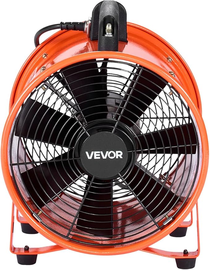 VEVOR Portable Ventilator with Hose, 2 Speed, 10 Inch Utility Blower Exhaust Fan with 33ft Flexible Duct, 292W 1948CFM High Velocity Industrial Air Mover for Extraction and Ventilation