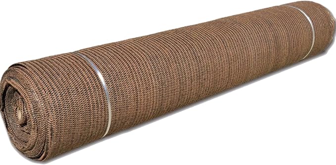 95% 6ft x 50ft Bulk Eyelets Shade Cloth Roll Sunblock Shade UV Resistant Net Windscreen Cover Fabric Roll for Garden Greenhouse Flower Plant Patio Kennel Canopy (Brown, 1 Pcs)