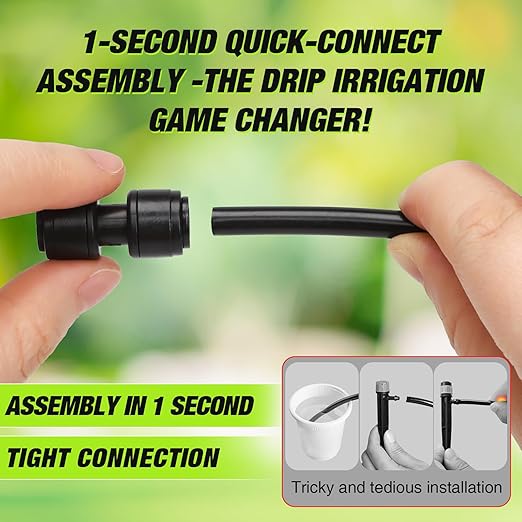 Bonviee 1/4 Inch Push-to-Connect Straight Connectors, 24 Pack – Drip Irrigation Fittings for Garden, Greenhouse, Lawn