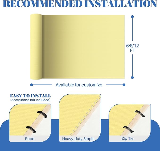 ECOOPTS 6'x129' Sun Shade Roll, Sun Shade UV Blockage Cover for Outdoor Backyard Patio Pergola Greenhouse Plants (Light Yellow)