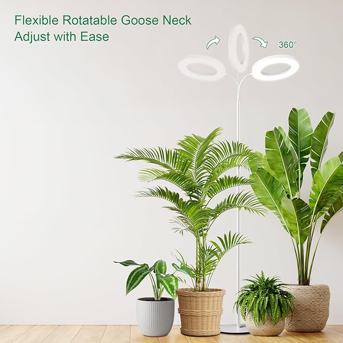 LBW Grow Light with Stand for Indoor Plants, Adjustable Height up to 68", Full Spectrum Grow Light for Large & Tall Plants, Auto Timer 6/8/12/16H, 5-Level Dimmable, 3 Lighting Modes