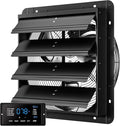 CAMMOO 16 Inch EC Motor Shutter Exhaust Fan, 6 Inch Large Touchscreen Controller for Temp Humidity and Speed Control, 10-Speed Wall Mount Fan for Attic, Greenhouse, Garage, Chicken Coop Ventilation