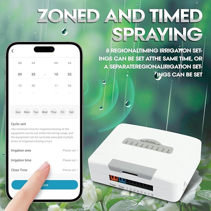 8 Zone Smart Sprinkler Controller with Smartlife APP Control, Local Weather Intelligence WiFi Sprinkler System Controller, Sprinkler Timer for Outdoor Garden/Yard/Lawns