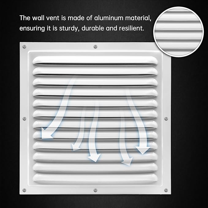 2Pcs Aluminum Gable Vents with Screen Mesh, 10x10 Inch Metal Wall Vents for Attic, Garage, Shed, and Exterior Doors, Square Louver Vent Grilles for Improved Ventilation