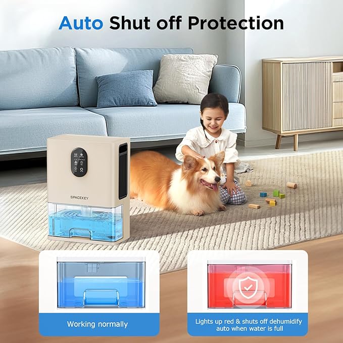 Dehumidifier, 106 OZ Water Tank (1000 sq.ft) Dehumidifiers for Home, Quiet Dehumidifier for Bathroom Bedroom Basement RV with Timer Setting, Auto Shut Off, 7 Colors LED Light, Sleep Modes, White