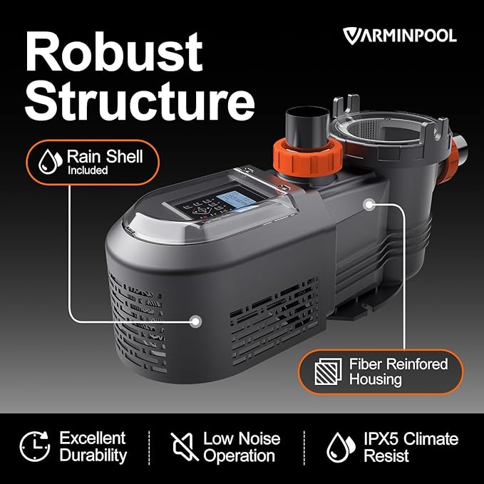 Variable Speed Pool Pump Inground, 2.5HP, 10567GPH High Flow Energy Efficient Pool Pump for Above Ground Pool, Programmable Timer, Rain Cover, 220V, Large Filter Basket