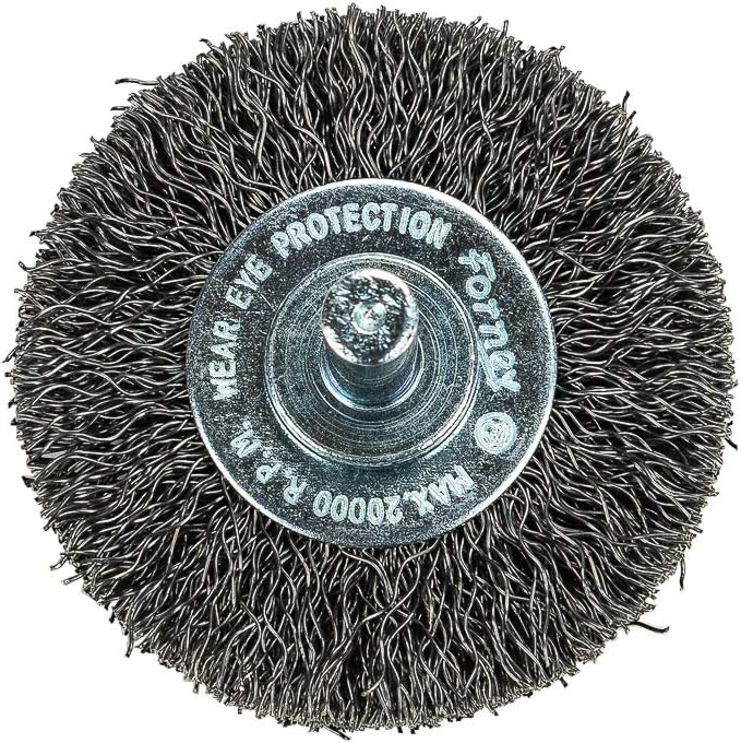 Forney 60014 Wheel Brush, Coarse Crimped Wire with 1/4-Inch Shank, 2-Inch
