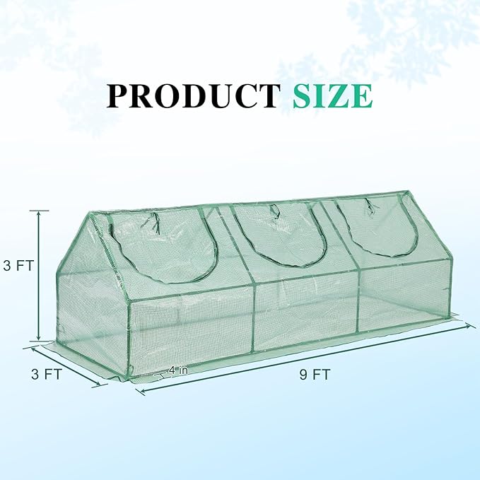 BPS 9x3x3 FT 3-in-1 Mini Greenhouse Kit, Small Greenhouse with Triple-Layer Window for All-Season Vegetable and Plant Growing