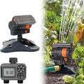 16-Nozzle Oscillating Sprinkler with Dual-Zone Sprinkler Water Timer, 360° 16-Hole Automatic Rocking Sprinkler, Turbo Orbit Mist Sprinklers System for Garden (Standard, with Dual-Zone Timer)