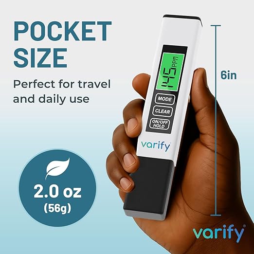 Varify 4-in-1 TDS Meter Digital Water Tester for Drinking Water | Accurate 0–9990 PPM EC & Temp Readings | Ideal for RO Systems, Aquariums, Pools – Built for Professionals, Easy for Anyone (2-Pack)