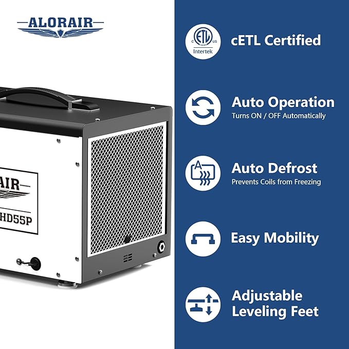 ALORAIR 120 PPD Crawl Space Dehumidifier with Pump, Commercial Basement Dehumidifier with Drain Hose, Compact Portable Auto Defrost Dehumidifier for Crawlspace and Under-House Use