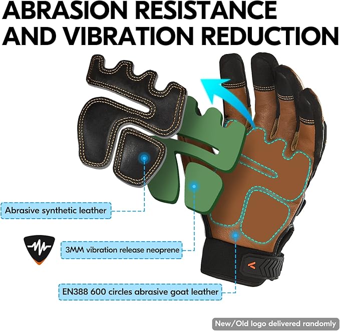Vgo... -4℉ or above Winter Waterproof High Dexterity Heavy Duty Mechanic Glove, Anti-vibration, Anti-abrasion, Touchscreen (1 Pair,S,Brown,GA8954FW)