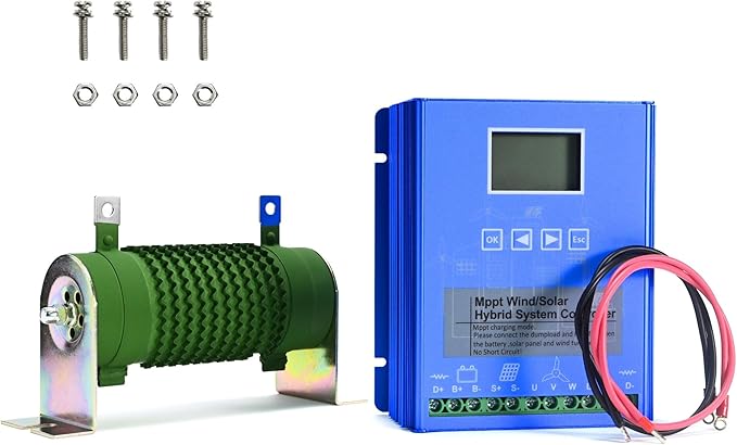 Wind Solar Hybrid Charge Controller, 1400W Wind and Solar Charge Controller, Auto 12V/24V Battery Off Grid Controller Boost MPPT 800W Wind Turbine, 600W Solar Panel