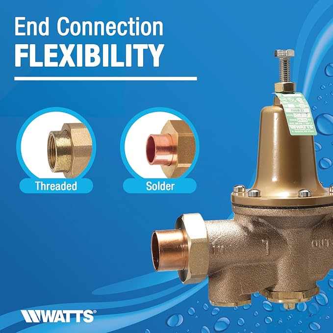 Watts LF25AUB-Z3 Water Pressure Reducing Valve NPT Female Union x NPT Female, Polymer Seat, 3/4 Inch