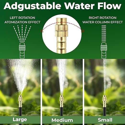 50FT Drip Irrigation System for Garden: Quick Connect PE Tubing Automatic Water Sprinkler Kit Adjustable Misting Part 1/4" Watering Hose for Outdoor Raised Bed Plants Flower Yard Greenhouse