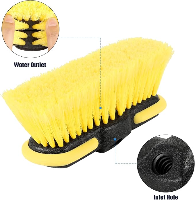 Car Wash Brush Head, 8'' Scrub Brush Attachment for Long Handle Extension Pole,Outdoor Broom and Scrubbing Brush for Cleaning Window, Wall, House Floor, Deck, Patio, Car