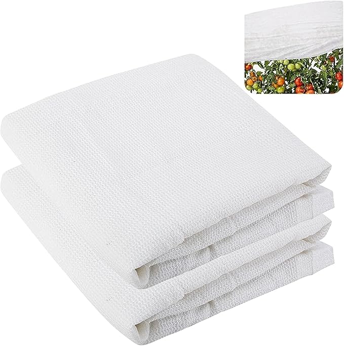 2 Pack 9.9 x 9.9 Ft Plant Shade Nylon Cloth, White Plant Sun Shade Net with Reinforced Grommets, Garden Sunshade Cover Cloth for Protecting Plants from Direct Sunlight