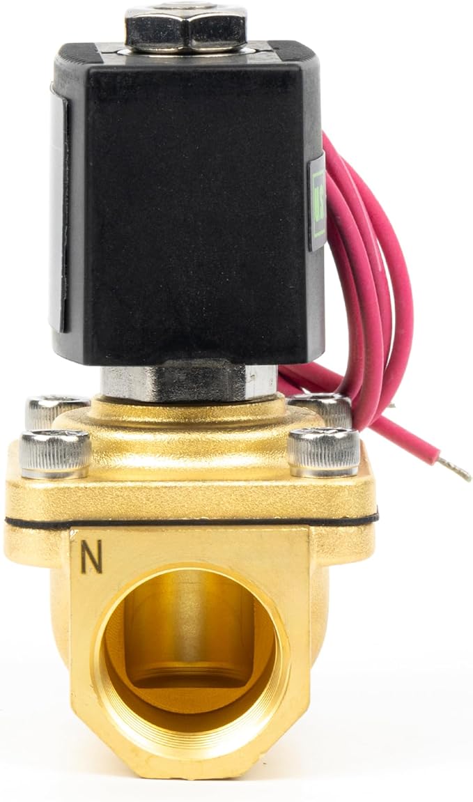 U.S. Solid 3/4" Brass Solenoid Valve - 110V AC Normally Closed Electric Solenoid Valve with Viton Seal, Lead Wire Type