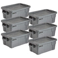 Rubbermaid Commercial Products BRUTE Tote Storage Bin with Lid, 14-Gallon, Gray, Rugged/Reusable Boxes for Moving/Camping/Garage/Basement Storage, Pack of 6
