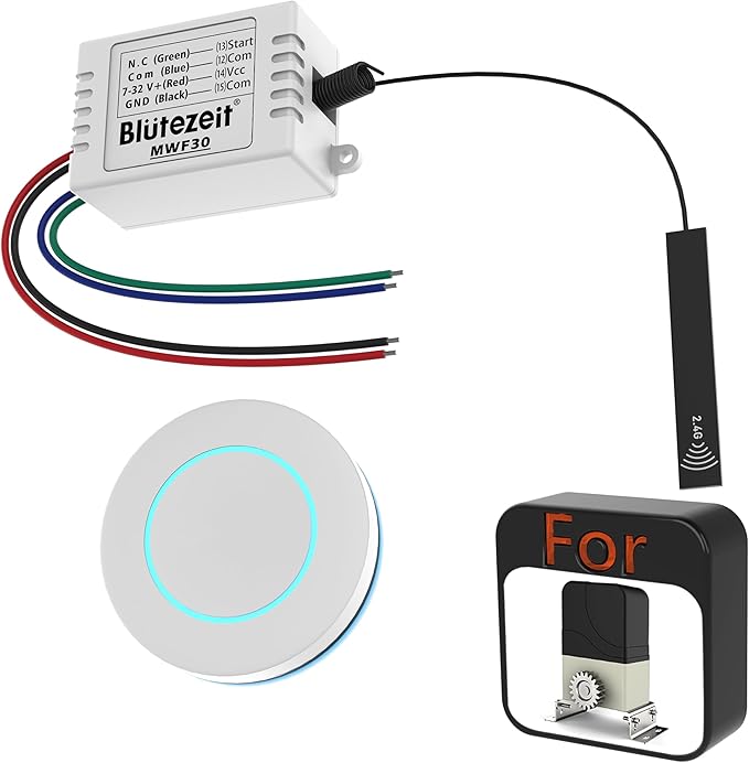 Blütezeit WiFi Module for MJ Sliding Gate Openers (MJ300/MJ400) with Push Button, Smart App Control, Alexa/Google/Siri Compatible, 2.4GHz Single-Button Cycle