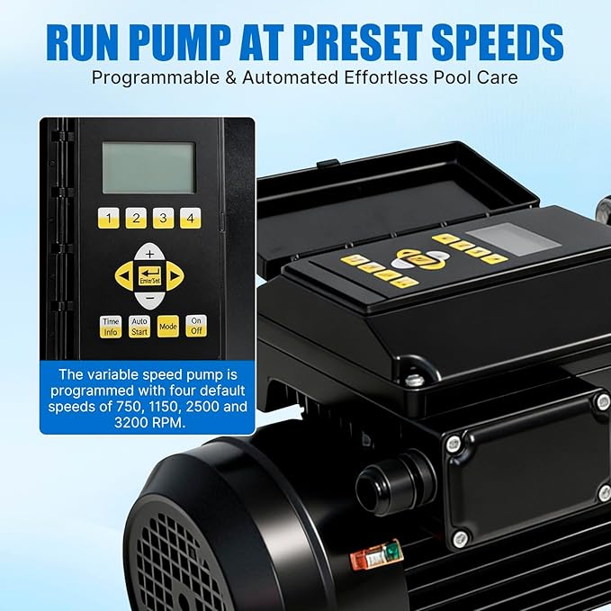 Variable Speed Pool Pump,3HP High Flow 167 GPM Energy Efficient Pool Pump,220V-240V Powerful Swimming Pool Pumps with 2inch NPT Connectors,Filter Basket for Inground or Ground Pools