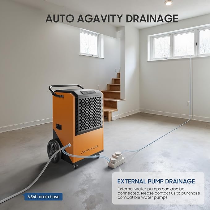 Commercial Dehumidifier,Yellow Industrial Dehumidifier 320 Pint for 8,000 Sq.Ft Basement Warehouse Construction, Large Heavy Duty Commercial Grade Dehumidifiers with Drain Hose, Auto Defrost,Restart