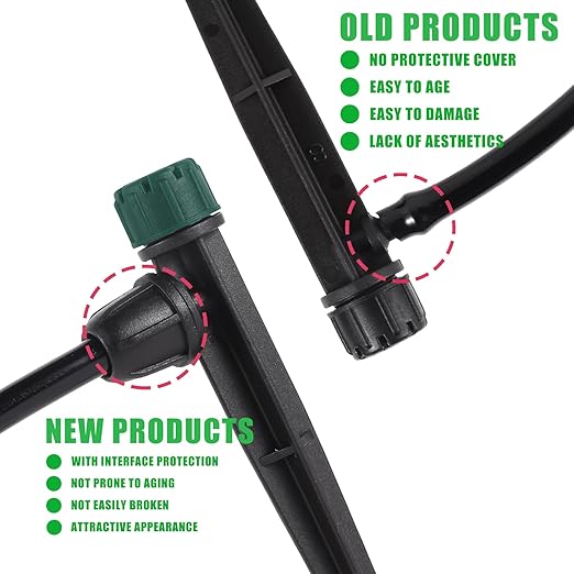 Drip Irrigation Emitters for 1/4" Drip Tubing,Adjustable 360 Degree Automatic Irrigation Drippers on 5.5" Arrow Stake,with1/4 Locked Tee for Watering System(30Pcs Drippers and 30Pcs Tee)