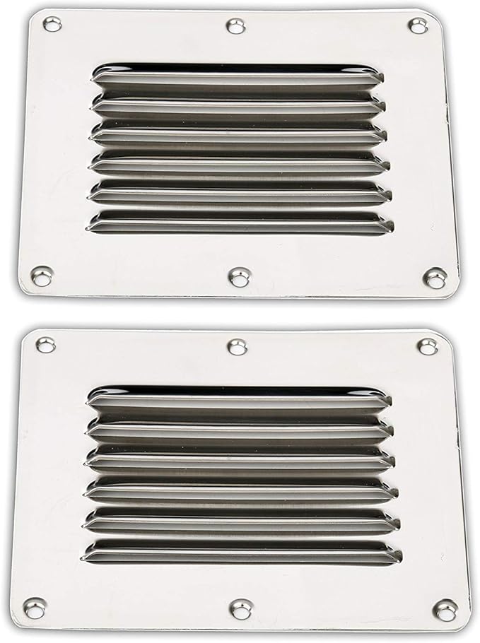 Amarine Made Stainless Steel Stamped Louvered Vent - Rectangular - 07722S - 4-1/2" X 5" (4-Pack)