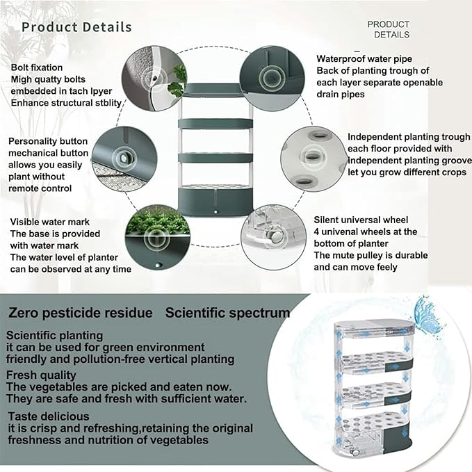 Garden Hydroponic Growing System 48 Pods Hydroponics Tower, Plant Germination Kit Aeroponics Growing Kit with LED Grow Light & Automatic Watering, Smart Garden Planter Aquaponics
