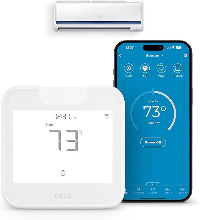 Breez Max Smart AC Controller | AHR Product of the Year WiFi Thermostat for Mini-Split, Window, Portable AC/Heat Pump | AI-Based Tech | Free App, No Subscription | Alexa, Google, IFTTT etc. (White)