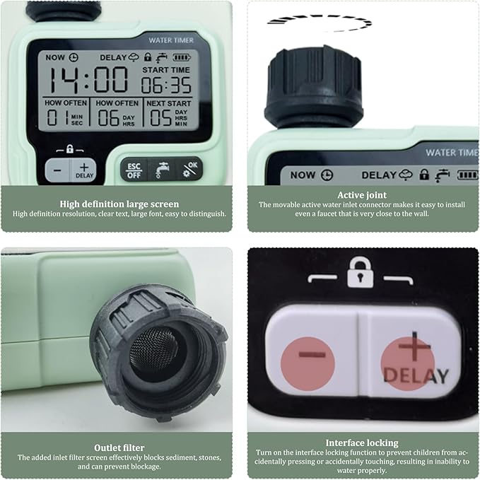 Automatic Watering System for Garden Hose Timer Large Screen Waterproof – Water Timers Sprinkler Timer for Plant Watering Devices