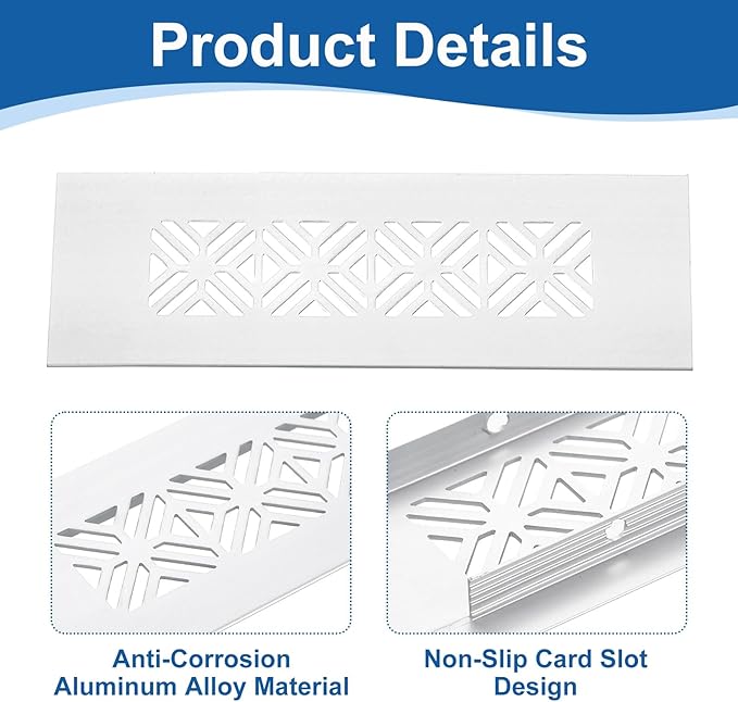 uxcell 2Pcs Aluminum Alloy Air Vents, 150 x 50mm / 5.9 x 2" Rectangle Louvered Ventilation Grille Cover with Mounting Screws for Door Cabinet Wardrobe, Silver