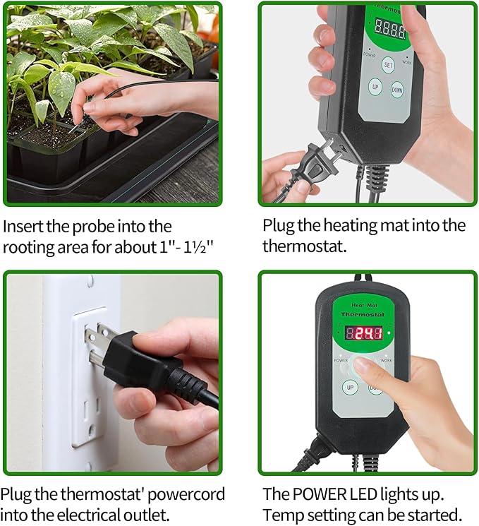 Seedling Heat Mat and Digital Thermostat Combo Set, MET-Certified Plants Heating Mat Warm Hydroponic,Germination, Indoor Gardening, Greenhouse