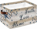 Vintage Country Storage Bins Cubes Waterproof Cloth Storage Basket,Blue Rustic Texas Star Vines Wooden Grain Foldable Storage Bags for Shelf Clothes Storages Organizers with Handles 15x11x9.5 in 1PCS