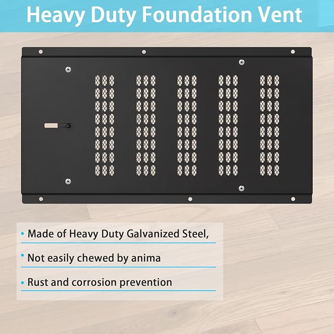 Foundation Vent Cover,Crawl Space Vent Cover for Foundation Garage Attic Home Improvement,16”x8.7”Outdoor Crawl Space Air Wall Vent with Damper&Screen Reduce Moisture,Fit 16"x8"Rough Opening,Black,3PK