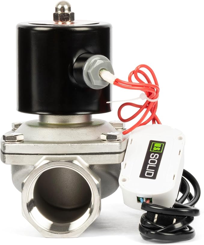 U.S. Solid Smart WiFi Stainless Steel Solenoid Valve, 1-1/2", 110V AC, Normally Closed, App Remote Control for Irrigation & Automation