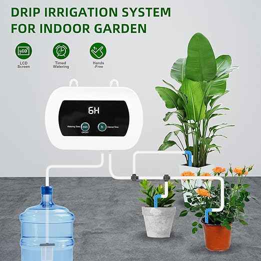 Smart WiFi Watering System BT APP Control Automatic Plant Waterer for 10 Potted Plants 400ml min IP65 Rated Timing Adjustment Programmable Drip Irrigation Kit with LED Display