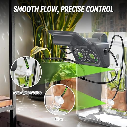 RAINPOINT Programmable Drip Irrigation System for Indoor Houseplant,Compact Dual-Powered Vacation Automatic Plant Waterer Self Watering Device While Away Low Water Auto Shut-Off (Water 10-15 Plants)