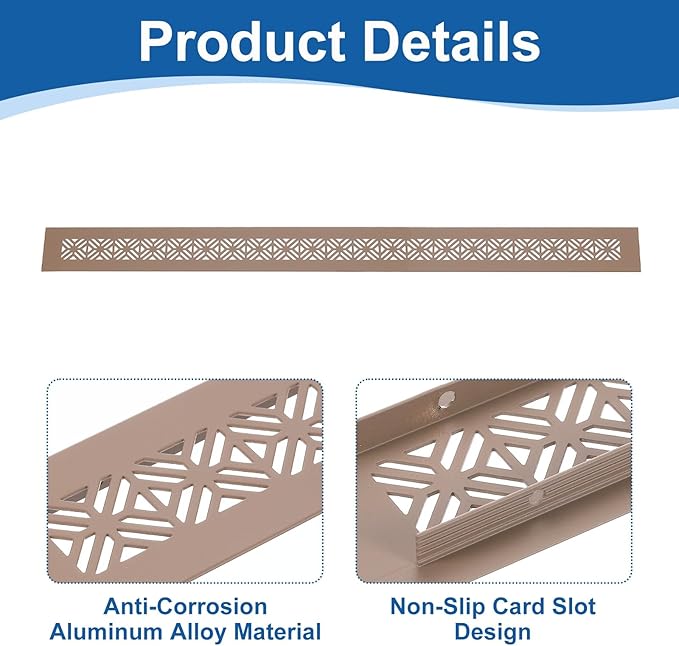 uxcell Aluminum Alloy Air Vents, 600 x 50mm / 23.6 x 2" Rectangle Louvered Ventilation Grille Cover with Mounting Screws for Door Cabinet Wardrobe, Brown