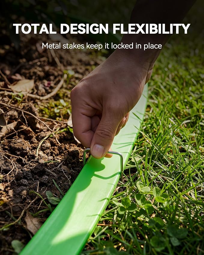 RAINPOINT Sprinkler Hose with Holes 50FT, Flat Soaker Hose with Stakes, Lightweight Water Irrigation Sprinklers System for Garden, Lawn and Yard