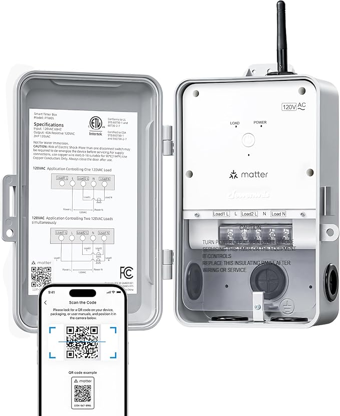DEWENWILS Matter Smart WiFi Pool Pump Timer, 120V 2HP 40A Heavy Duty Timer Switch for Pool Water Heater, Works with Apple HomeKit, Amazon Alexa, Google Home, SmartThings, ETL Listed, 2.4GHz WiFi Only