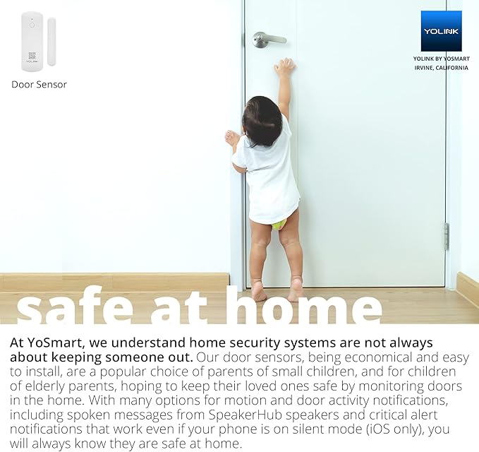 YoLink Smart Home Starter Kit 1/4 Mile World's Longest Range Smart Home Security System Include Smart Hub, Wireless Door Sensor, Water Leak Sensor, and Alexa Google Assistance IFTTT Enabled Smart Plug