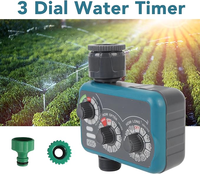 Garosa 3 Dial Water Timer, Automatic Manual Sprinkler Timer with Rain Delay, IP54 Water Proof for Garden Irrigation