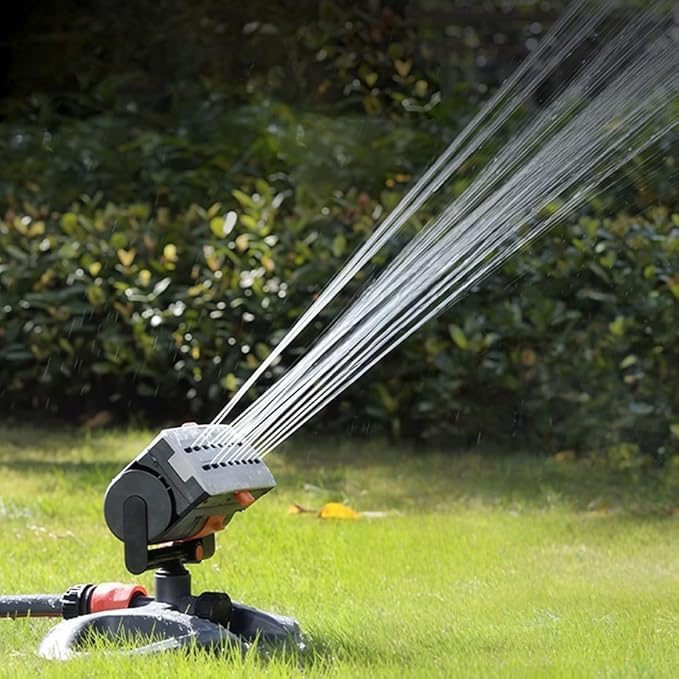 16-Nozzle Oscillating Sprinkler with Dual-Zone Sprinkler Water Timer, Adjustable Water Sprinklers for Lawn Yard Garden, Heavy Duty Automatic Irrigation System (Black B)