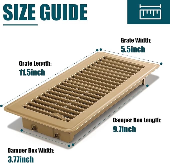 VOISEN Floor Register 4x10, 8 Pack Brown Floor Register Vents,Heavy Duty Steel Walkable Floor Grates