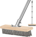 Stainless Steel Pool Scrub Brush with Adjustable Handle, Heavy Duty Stiff Bristle Scrubber for Rough Surfaces, Moss Removal, and Tough Stains on Concrete, Grout, Patio, Garage & Pool