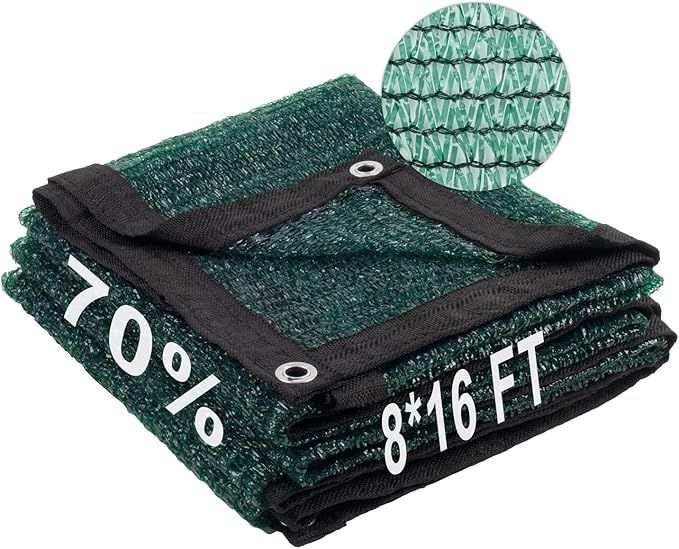LOVE STORY 8x16FT 70% Dark Green Shade Cloth Sun Shade Net with Grommets Sunblock Net Mesh Tarp for Garden,Plants Cover,Greenhouse and Patio